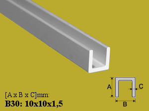 Profilis Effector U B30 aliuminis 10x10x1.5 mm