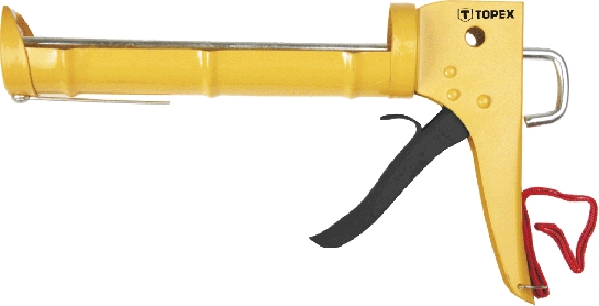 Pistoletas silikonui geltonas su dantukais Topex