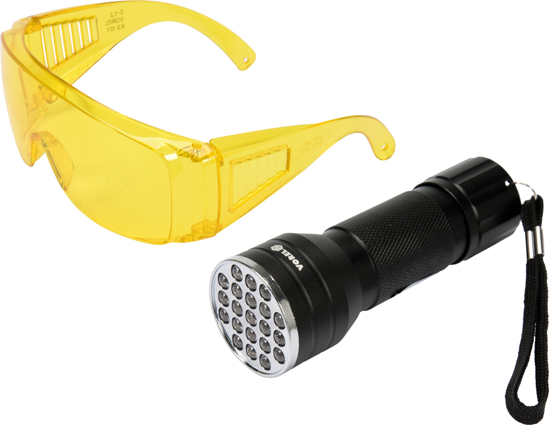 Žibintuvėlis UV 21 LED ir akiniai Vorel