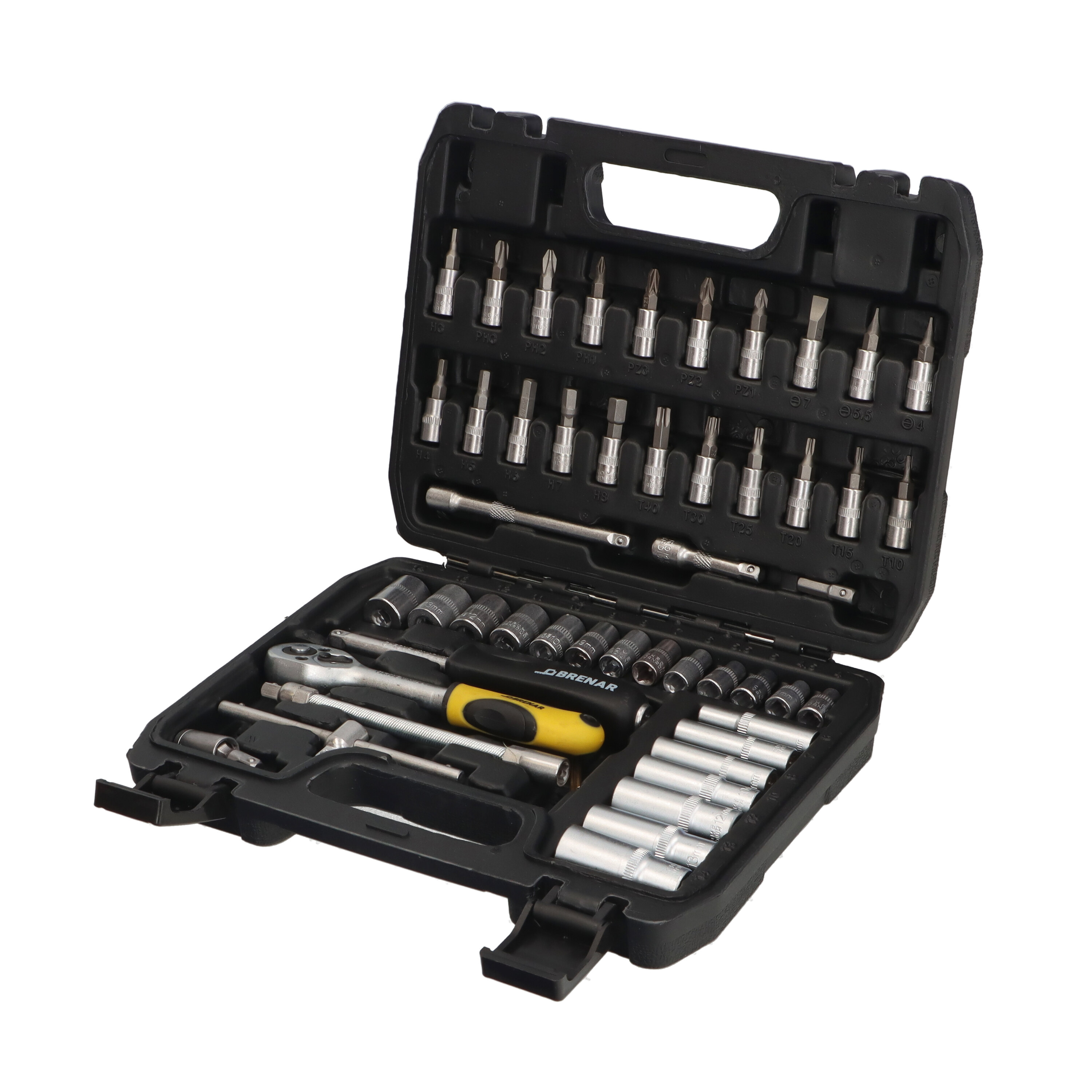 Galvučių rinkinys 53 vnt. 1/4″ 6-kampės CR-V BRENAR (B313-05)