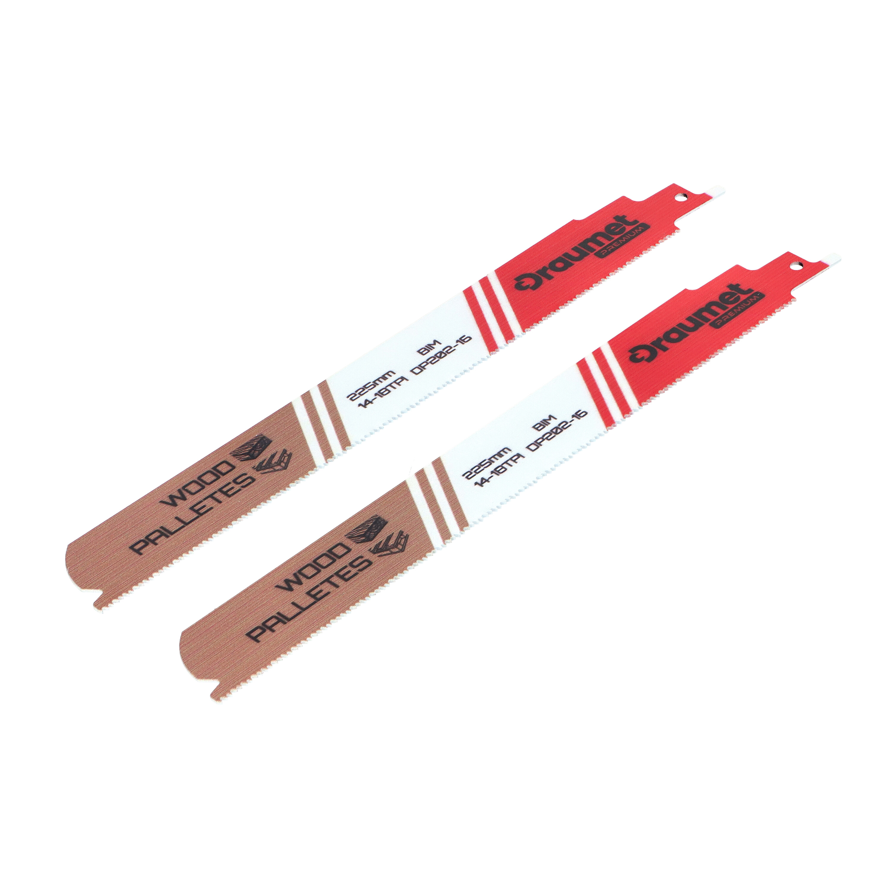 Atsarginiai pjūkleliai el. siaurapjūkliui (medžiui) 225 mm, 14–18 TPI DRAUMET PREMIUM (DP202-16)