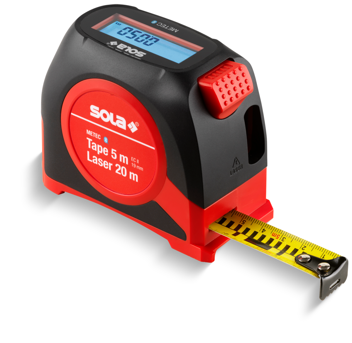 Rulėtė 5 m su integruotu lazeriniu atstumo matuokliu 20 m SOLA (METEC)