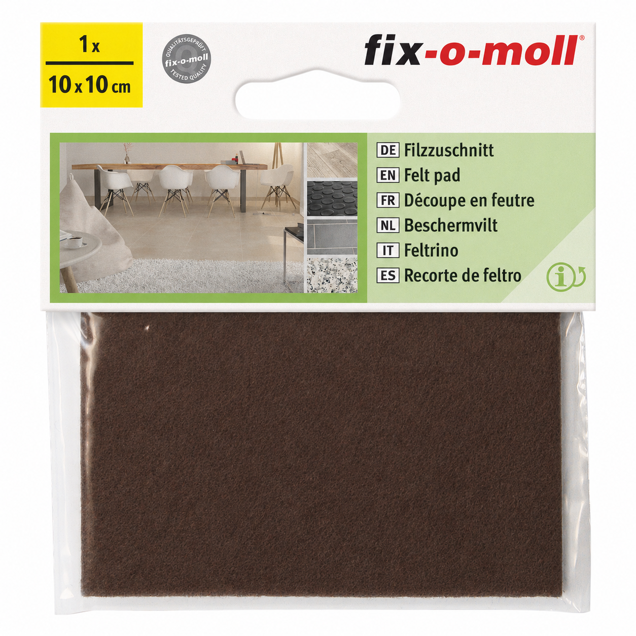 Filcas lipnus 100 x 100 mm rudas Fix-O-Moll (60-07)