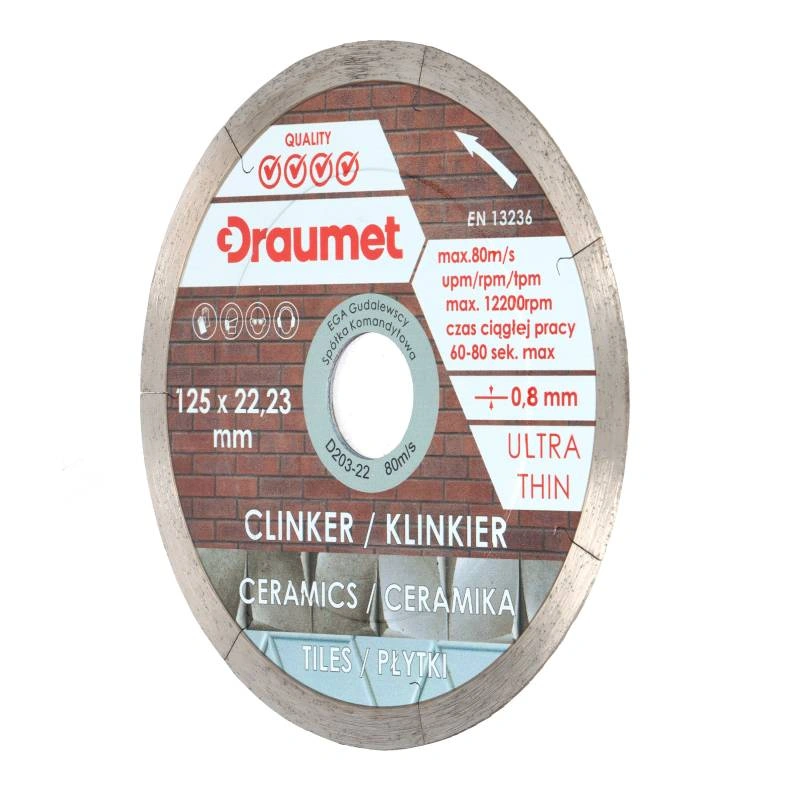 Diskas deimantinis ištisinis itin plonas 125 × 22,23 × 0,8 mm DRAUMET (D203-22)
