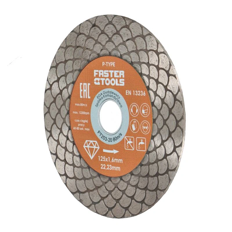 Diskas deimantinis pjovimui ir šlifavimui P-TYPE 125 × 22,23 × 1,6 mm FASTER TOOLS (FT203-20)
