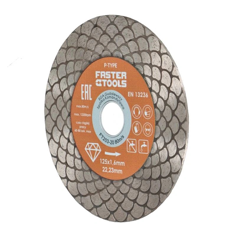 Diskas deimantinis pjovimui ir šlifavimui P-TYPE 125 × 22,23 × 1,6 mm FASTER TOOLS (FT203-20)