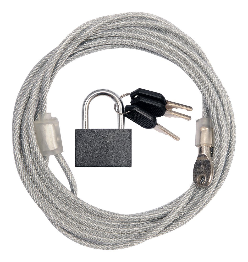 Spyna pakabinama 30 mm su plieniniu trosu, 3 m, Ø4 mm, 3 raktai Vorel (77815)