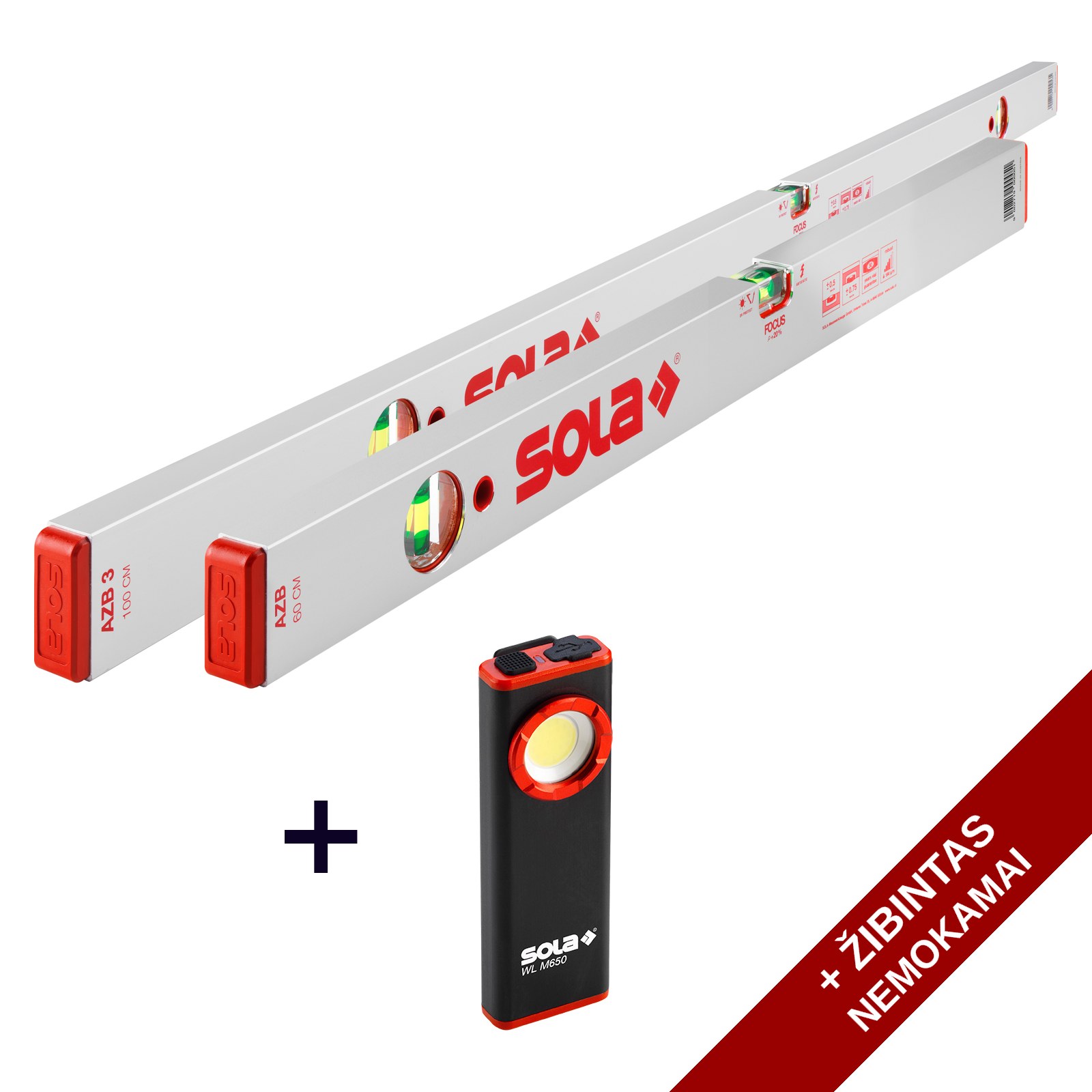 Gulsčiukų komplektas AZB 60 cm ir 100 cm + nemokamas žibintas WL M650 Sola (SET AZB WL M650)