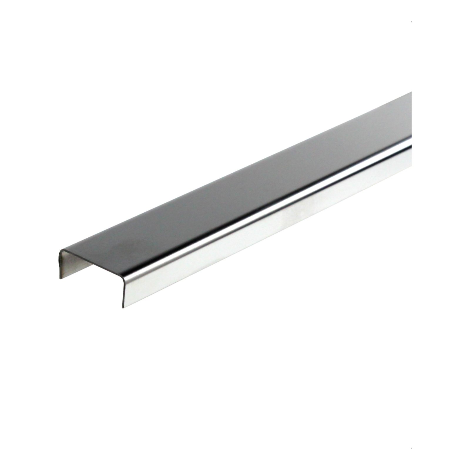 Profilis dekoratyvinis sienų plytelėms, U formos, užapvalintomis briaunomis, nerūdijantis plienas, poliruotas, 2,5 m Stainless Steel Profiles